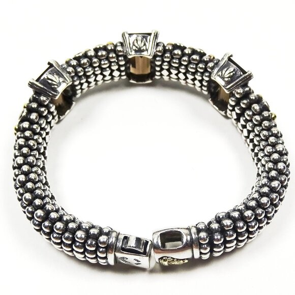***SOLD***LAGOS Caviar Sterling Silver Smoky Topaz & Rhodolite Garnet Bracelet - Picture 11 of 12